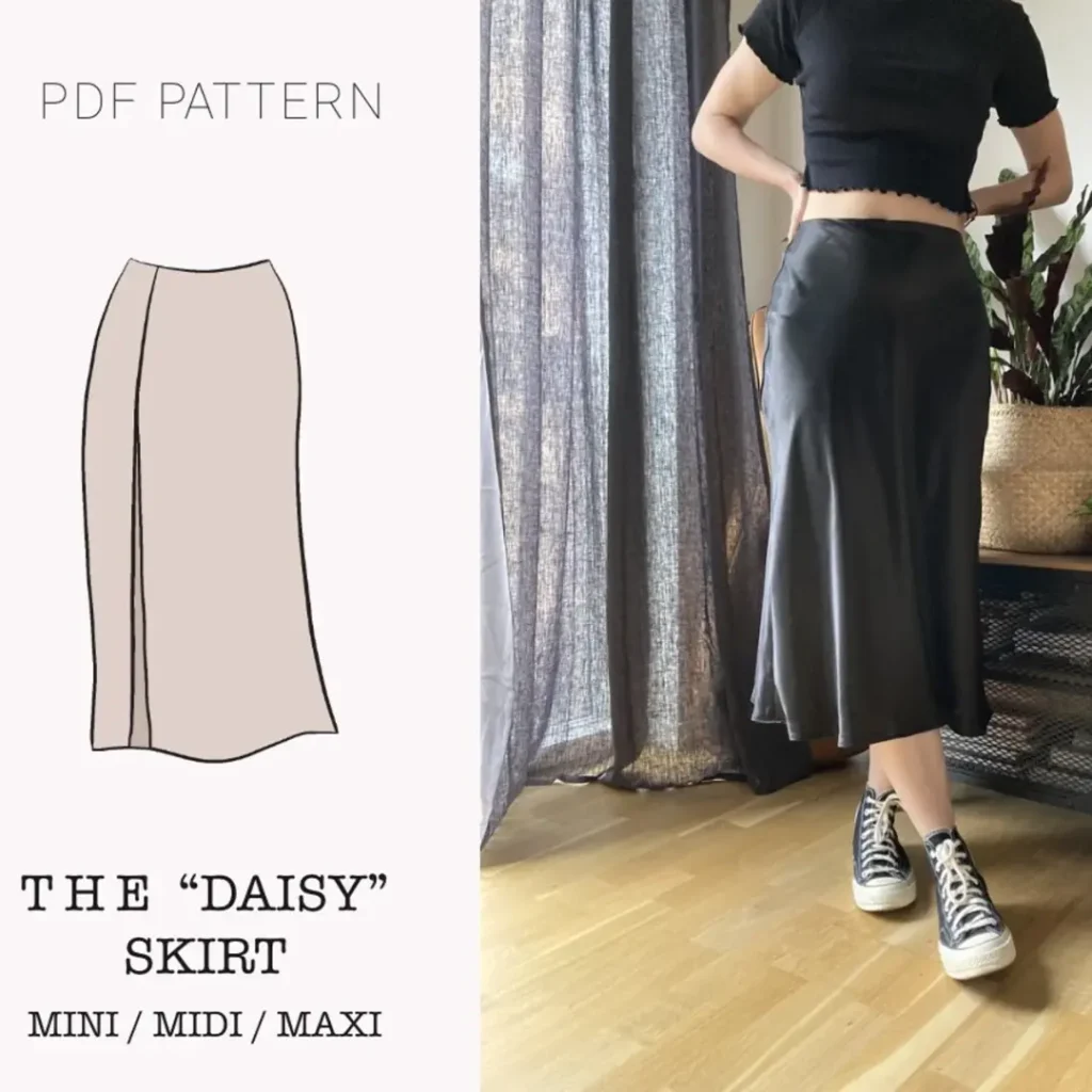 The "Daisy" Skirt | A-line skirt with a slit PDF pattern | pdf printable sewing pattern