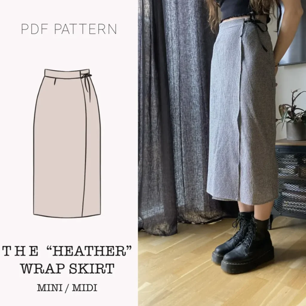 The "Heather" Skirt | Straight wrap skirt PDF pattern | pdf printable sewing pattern