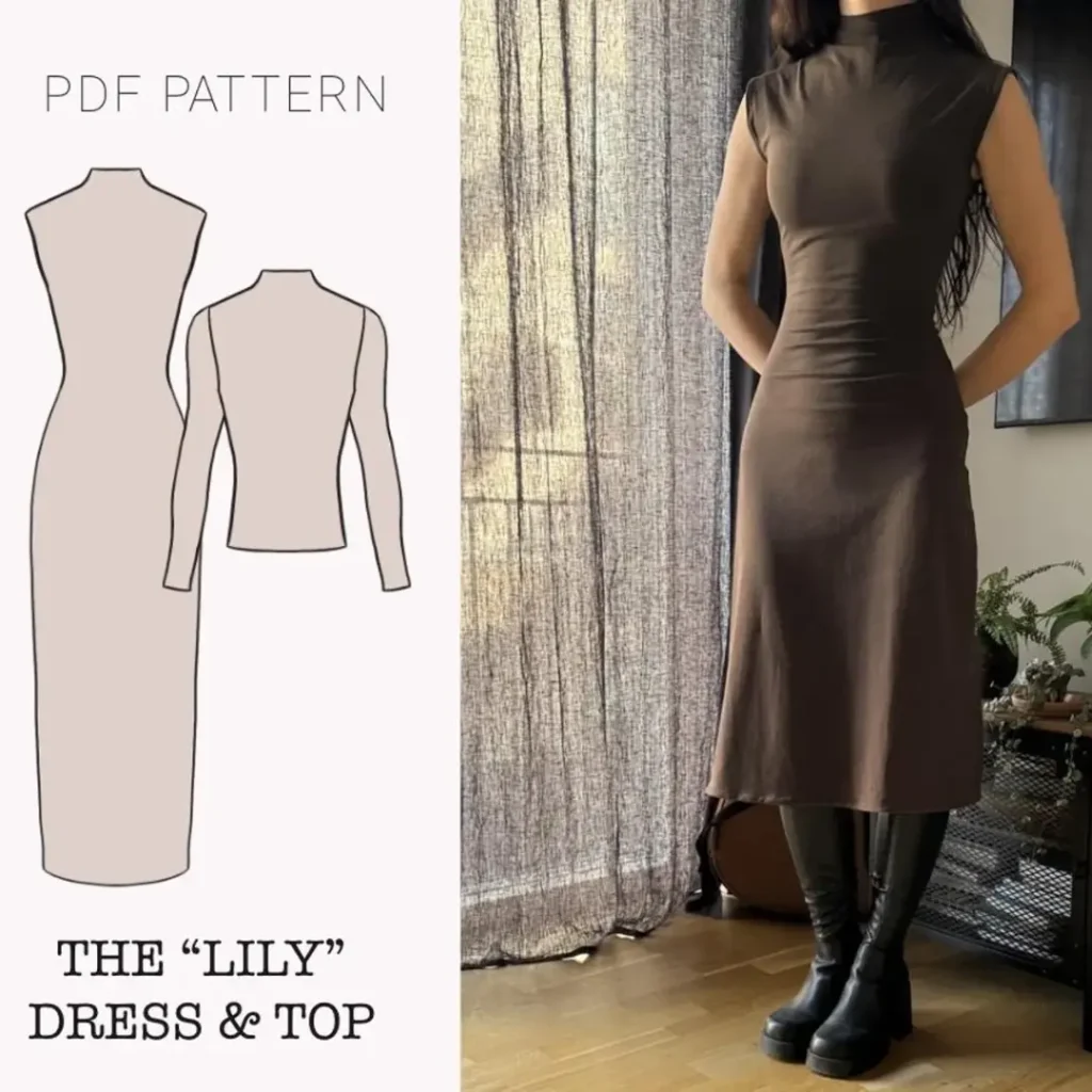 The "Lily" Dress | Stretchy bodycon dress and top with optional sleeves PDF pattern | pdf printable sewing pattern