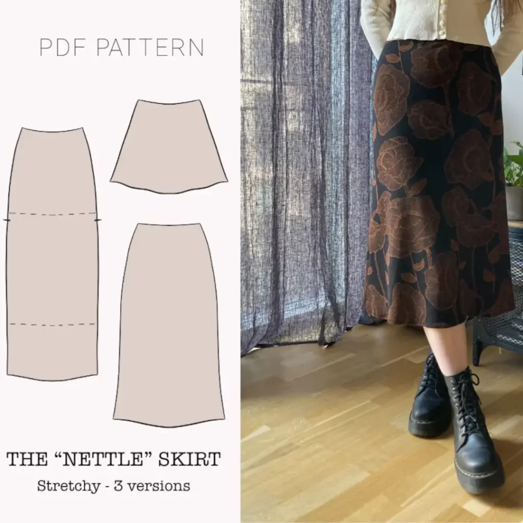 The "Nettle" Skirt | Simple stretchy skirt PDF pattern | pdf printable sewing pattern