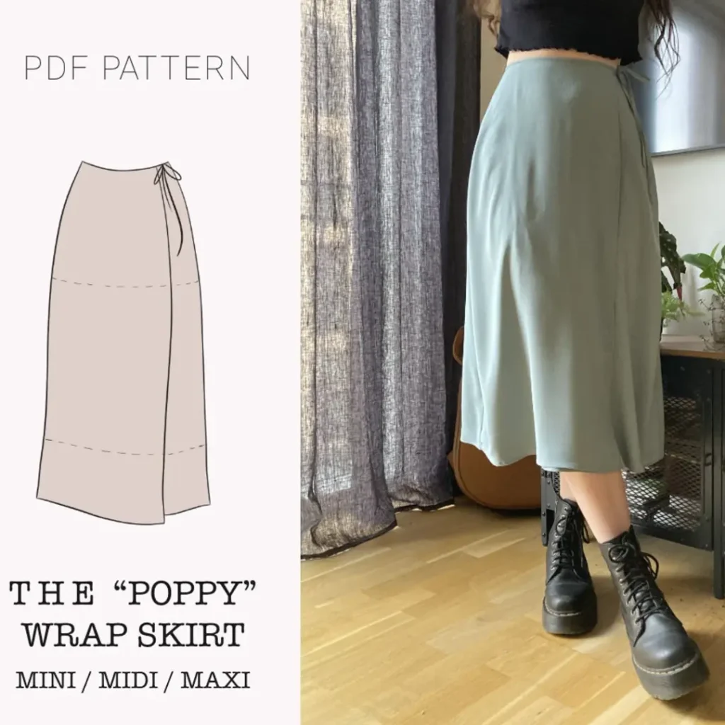 The "Poppy" Skirt | A-line wrap skirt PDF pattern | pdf printable sewing pattern